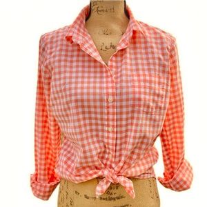 Olive + Oak Orange Gingham Print Button Down Shirt